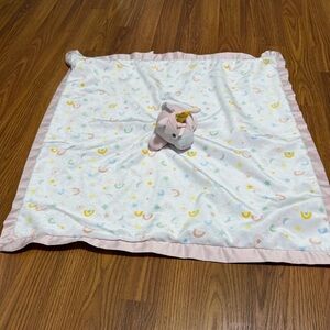 Lullaby Lane Unicorn Lovey Security Blanket Pink Satin Trim